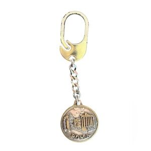 Vintage ROMA Italy Keychain Roman Metal Forum Souvenir Medallion Collectible